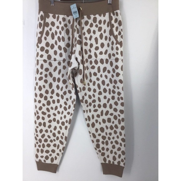 Ann Taylor Cream Taupe Animal Print Sweater Knit Jogger Pants New - Picture 3 of 12